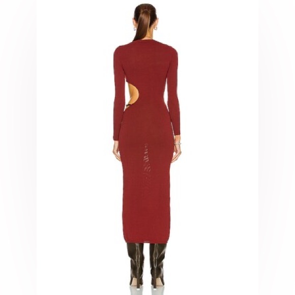 Aya Muse for FWRD Gigi Dress Maroon Ref Cut Out Detail  M $425 - Picture 3 of 11